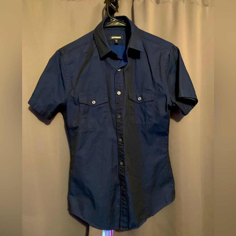 Express XS Slim/Skinny fit Button Down Short Sleeve Shirt